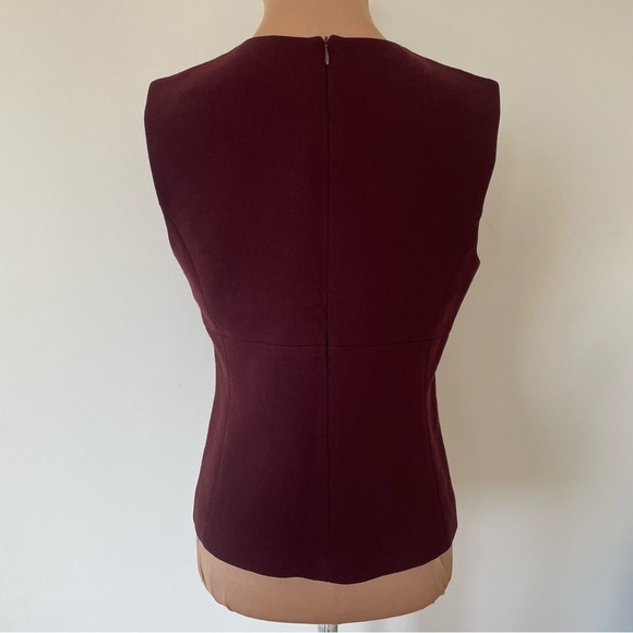 Prada Burgundy Virgin Wool Crew Neck Sleeveless Slim Fit Top Size IT 44 US 8 - Picture 6 of 12